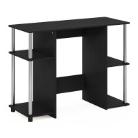 Furinno 15112 Jaya Compact Computer Study Desk, Americano, Stainless Steel Tubes