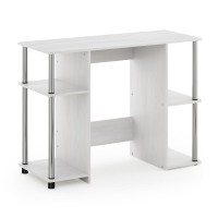 Furinno 15112 Jaya Compact Computer Study Desk, White Oak, Stainless Steel Tubes