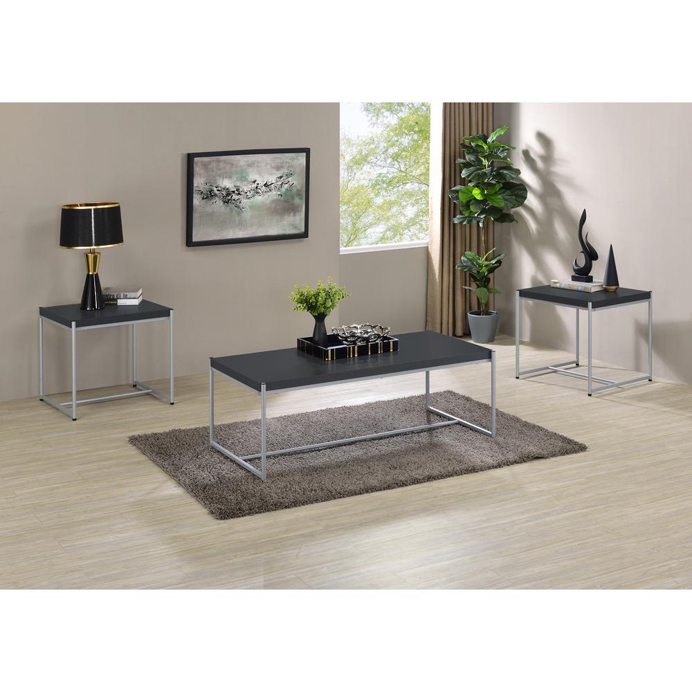 Lennox 3 Piece Black Coffee And End Table Set