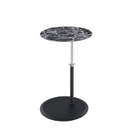 Orbit End Table With Height Adjustable Black Marble Textured Top