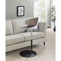 Orbit End Table With Height Adjustable Gray Marble Textured Top