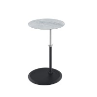 Orbit End Table With Height Adjustable Gray Marble Textured Top