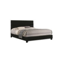 King Panel Upholstered Bed - Black Faux Leather