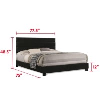 King Panel Upholstered Bed - Black Faux Leather