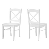 Dining Chair, Set Of 2, Side, White, Wood Legs, Transitional