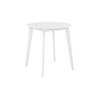 Dining Table, 30 Round, Small, White Veneer, Wood Legs, Transitional