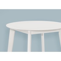 Dining Table, 30 Round, Small, White Veneer, Wood Legs, Transitional