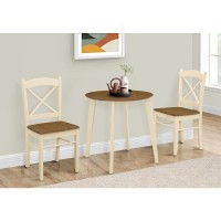 Dining Table, 30 Round, Small, Oak And Cream, Wood Legs, Transitional