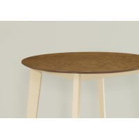 Dining Table, 30 Round, Small, Oak And Cream, Wood Legs, Transitional