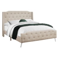 Bed, Queen Size, Bedroom, Chrome Metal Legs, Transitional