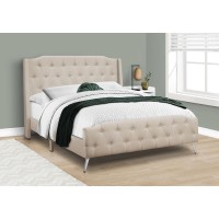 Bed, Queen Size, Bedroom, Chrome Metal Legs, Transitional