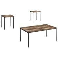 Table Set, 3Pcs Set, Coffee, End, Brown Reclaimed Laminate, Contemporary, Modern