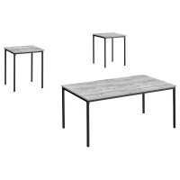 Table Set, 3Pcs Set, Coffee, End, Grey Laminate, Contemporary, Modern