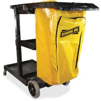 Genuine Joe Workhorse Janitor'S Cart - X 40 Width X 20.5 Depth X 38 Height - Charcoal, Yellow - 1 Each