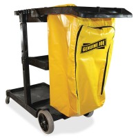 Genuine Joe Workhorse Janitor'S Cart - X 40 Width X 20.5 Depth X 38 Height - Charcoal, Yellow - 1 Each