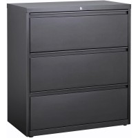 Lorell Hanging File Drawer Charcoal Lateral Files - 36 X 18.8 X 40.1 - 3 X Drawer(S) For File - A4, Legal, Letter - Lateral - Anti-Tip, Security Lock, Ball Bearing Slide, Reinforced Base, Leveling