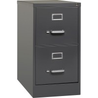 Lorell 26-1/2 Vertical File Cabinet - 2-Drawer - 15 X 26.5 X 28.4 - 2 X Drawer(S) For File - Letter - Vertical - Drawer Extension, Security Lock, Label Holder, Pull Handle - Charcoal - Steel - Rec