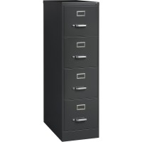 Lorell 26-1/2 Vertical File Cabinet - 4-Drawer - 15 X 26.5 X 52 - 4 X Drawer(S) For File - Letter - Vertical - Drawer Extension, Security Lock, Label Holder, Pull Handle - Charcoal - Steel - Recyc