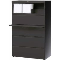 Lorell Lateral File - 5-Drawer - 42 X 18.6 X 67.7 - 5 X Drawer(S) - Legal, Letter, A4 - Lateral - Rust Proof, Leveling Glide, Interlocking - Charcoal - Recycled
