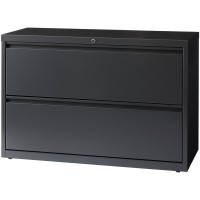 Lorell Lateral File - 2-Drawer - 42 X 18.6 X 28.1 - 2 X Drawer(S) - Legal, Letter, A4 - Lateral - Rust Proof, Leveling Glide, Interlocking, Ball-Bearing Suspension - Charcoal - Baked Enamel - Recyc