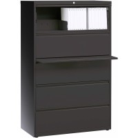 Lorell Lateral File - 5-Drawer - 36 X 18.6 X 67.7 - 5 X Drawer(S) - Legal, Letter, A4 - Lateral - Rust Proof, Leveling Glide, Interlocking - Charcoal - Baked Enamel - Steel - Recycled