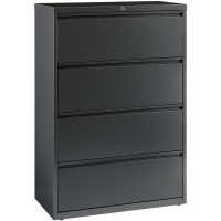 Lorell Lateral File - 4-Drawer - 36 X 18.6 X 52.5 - 4 X Drawer(S) - Legal, Letter, A4 - Lateral - Rust Proof, Leveling Glide, Interlocking - Charcoal - Baked Enamel - Steel - Recycled