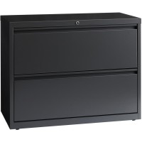 Lorell Lateral File - 2-Drawer - 36 X 18.6 X 28.1 - 2 X Drawer(S) - Legal, Letter, A4 - Lateral - Rust Proof, Leveling Glide, Interlocking - Charcoal - Baked Enamel - Steel - Recycled