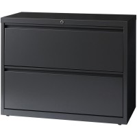 Lorell Lateral File - 2-Drawer - 36 X 18.6 X 28.1 - 2 X Drawer(S) - Legal, Letter, A4 - Lateral - Rust Proof, Leveling Glide, Interlocking - Charcoal - Baked Enamel - Steel - Recycled
