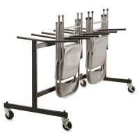 Lorell Folding Chair Trolley - X 68 Width X 30.8 Depth X 35.8 Height - Black Steel Frame - Black - For 42 Devices - 1 Each