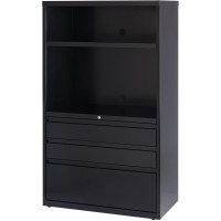 Lorell 36 Lateral File Drawer Combo Unit - 36 X 18.6 X 60 - 2 X Shelf(Ves) - 3 X Drawer(S) For Box, File - Legal, Letter, A4 - Lateral - Cable Management, Leveling Glide, Adjustable Glide, Locking