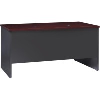 Lorell Mahogany Laminate/Charcoal Modular Desk Series Pedestal Desk - 2-Drawer - 60 X 30 , 1.1 Top - 2 X Box, File Drawer(S) - Double Pedestal - Material: Steel - Finish: Mahogany Laminate, Charcoa