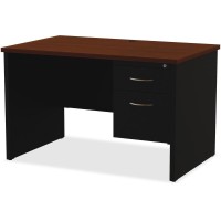 Lorell Walnut Laminate Commercial Steel Desk Series Pedestal Desk - 2-Drawer - 48 X 30 , 1.1 Top - 2 X Box, File Drawer(S) - Single Pedestal On Right Side - Material: Steel - Finish: Walnut Laminat