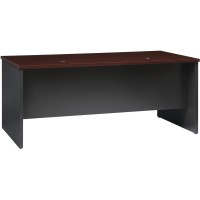 Lorell Mahogany Laminate/Charcoal Modular Desk Series Pedestal Desk - 2-Drawer - 72 X 36 , 1.1 Top - 2 X Box, File Drawer(S) - Single Pedestal On Left Side - Material: Steel - Finish: Mahogany Lami