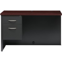 Lorell Mahogany Laminate/Charcoal Modular Desk Series - 2-Drawer - 48 X 24 , 1.1 Top - 2 X Box, File Drawer(S) - Single Pedestal On Left Side - Material: Steel - Finish: Mahogany Laminate, Charcoal