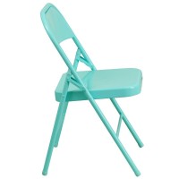 Hercules Colorburst Series Tantalizing Teal Triple Braced & Double Hinged Metal Folding Chair