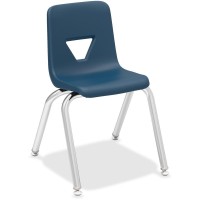 Lorell 14 Seat-Height Stacking Student Chairs - Four-Legged Base - Navy - Polypropylene - 4 / Carton