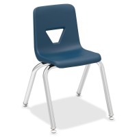 Lorell 14 Seat-Height Stacking Student Chairs - Four-Legged Base - Navy - Polypropylene - 4 / Carton
