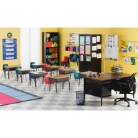 Lorell Adjustable-Height Student Desks With Book Box - Medium Oak Rectangle Top - 18 Table Top Width X 24 Table Top Depth - 30 Height - Assembly Required - Black - Plastic