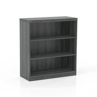 3 Shelf Bookcase (1 Fixed Shelf), Gray Steel