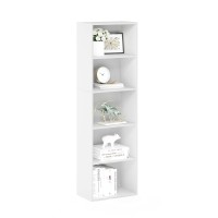 Furinno 11055 5-Tier Reversible Color Open Shelf Bookcase , White