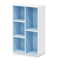 Furinno 11069 5-Cube Reversible Open Shelf, White/Light Blue