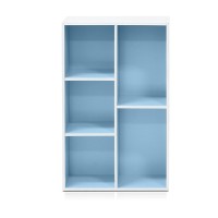 Furinno 11069 5-Cube Reversible Open Shelf, White/Light Blue