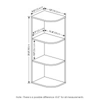 Furinno Pasir 3-Tier Corner Open Shelf Bookcase, White