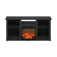 Furinno Jensen Fireplace TV Entertainment Center with Open Storage Compartment for TV up to 55 Inch, Americano