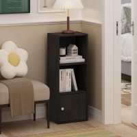 Furinno Luder 3-Tier Shelf Bookcase with 1 Door Storage Cabinet Blackwood