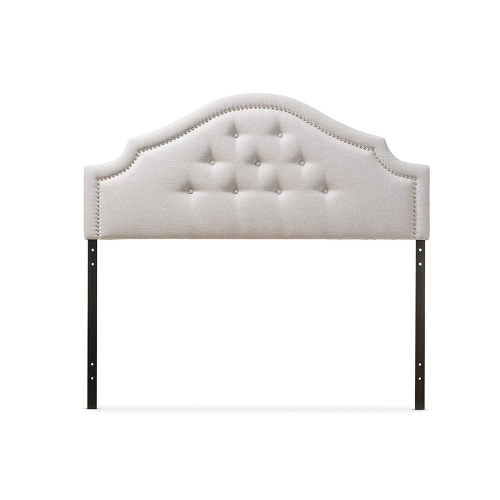 Baxton Studio Cora Upholstered Queen Headboard in Grayish Beige