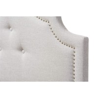 Baxton Studio Cora Upholstered Queen Headboard in Grayish Beige