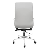 Laura Davidson Furniture SOHO II Ribbed Office Chair - Tall Back Desk Chair with Arm Rest, Swivel & Cushion Availability, Made of Faux Leather, Grey, Computer Chair