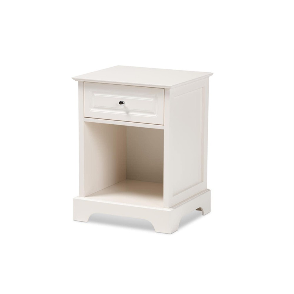 Baxton Studio Chase Modern Transitional White Finished 1-Drawer Wood Nightstand