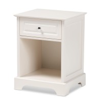 Baxton Studio Chase Modern Transitional White Finished 1-Drawer Wood Nightstand